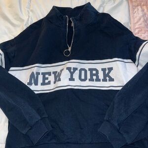 new york navy and white quarter zip